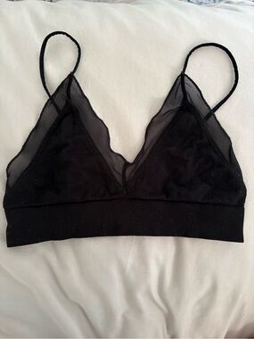 Free People Black Mesh V-Neck Triangle Bralette